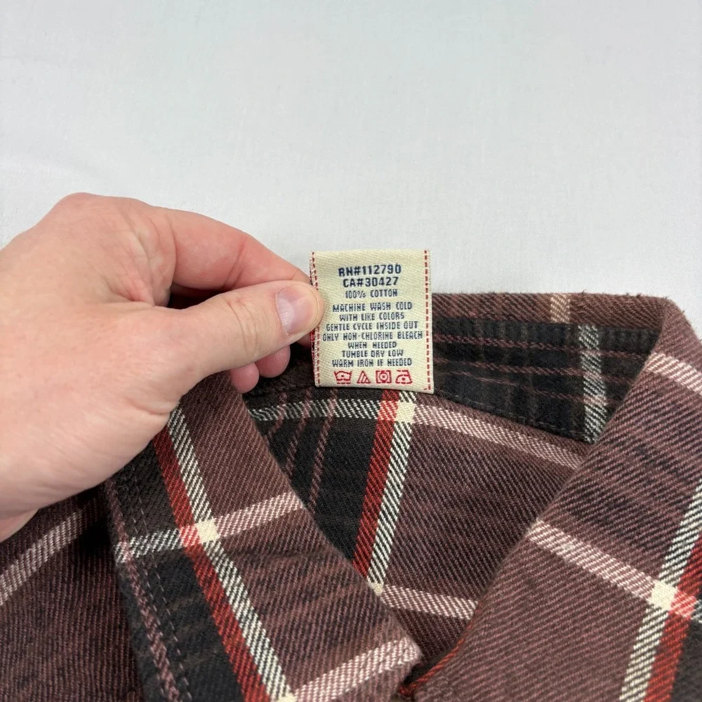 True Religion Flannel Shirt Mens 3XL Brown Plaid Western Pearl Snap Up Pockets